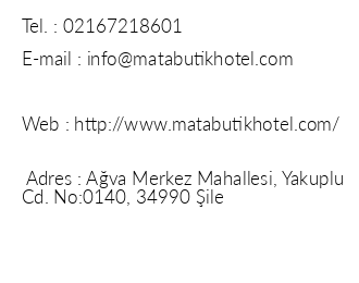 Mata Butik Hotel iletiim bilgileri